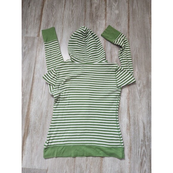 VTG Y2K So Wear It Declare It Waffle Knit Hoodie Green White Stripe Pocket Sz L - Picture 7 of 7